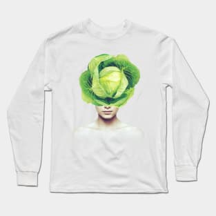 Cabbage head portrait Long Sleeve T-Shirt